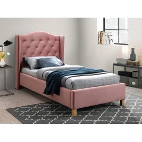 Односпальная кровать ASPEN VELVET 90x200 цвет античная роза / дуб BLUVEL 52 ASPENV90RD