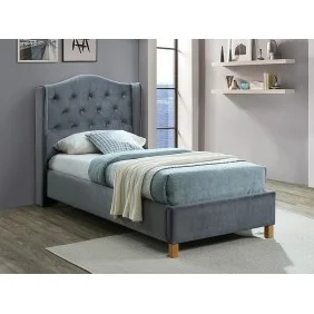 Односпальная кровать ASPEN VELVET 90x200 цвет серый / дуб BLUVEL 14 ASPENV90SZD
