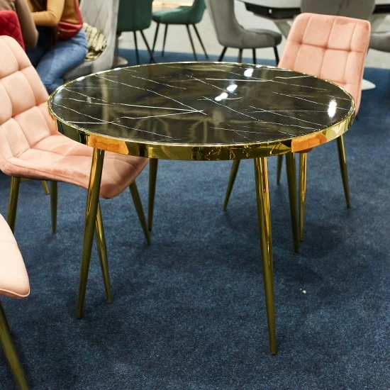 Стол CALVIN черный эффект мрамора / золото Диаметр 100 CALVINMAZL100 14