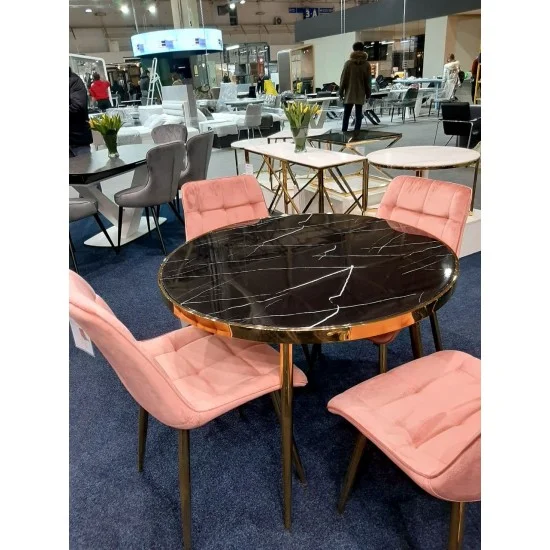 Стол CALVIN черный эффект мрамора / золото Диаметр 100 CALVINMAZL100 12