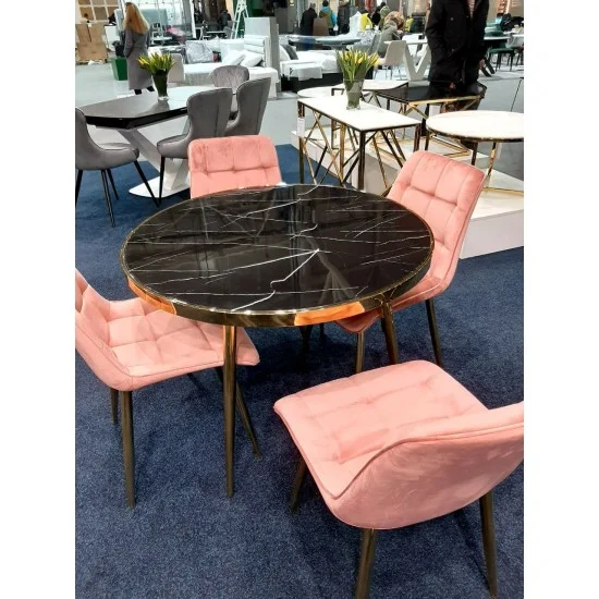 Стол CALVIN черный эффект мрамора / золото Диаметр 100 CALVINMAZL100 11