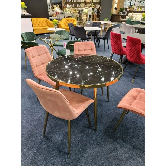 Стол CALVIN черный эффект мрамора / золото Диаметр 100 CALVINMAZL100 13