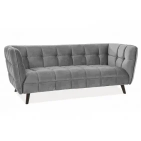 Диван CASTELLO 3 VELVET серый BLUVEL 14 / венге CASTELLO3V14