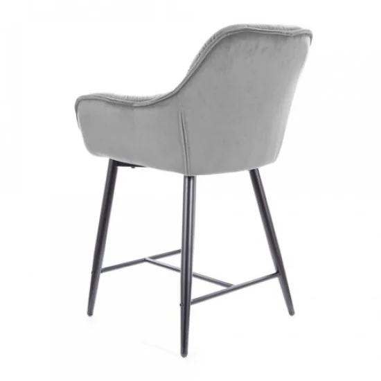 Полубарный стул CHERRY H-2 VELVET черный каркас / серый BLUVEL 14 CHERRYH2VCSZ 3