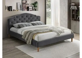 Ліжко двуспальне CHLOE VELVET 160X200 сірий / дуб BLUVEL 14 CHLOEV160SZD