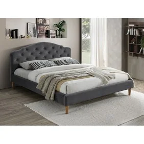 Ліжко двуспальне CHLOE VELVET 160X200 сірий / дуб BLUVEL 14 CHLOEV160SZD