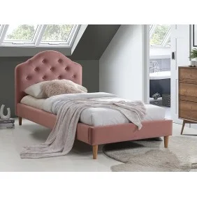 Односпальная кровать CHLOE VELVET 90X200 античная роза / дуб BLUVEL 52 CHLOEV90RD