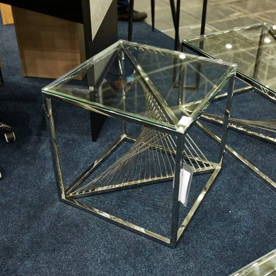 Журнальный столик FLAME B прозрачный / серебряный 55X55 FLAMEBTS 4