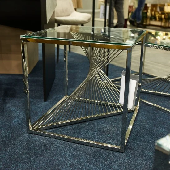 Журнальный столик FLAME B прозрачный / серебряный 55X55 FLAMEBTS 3