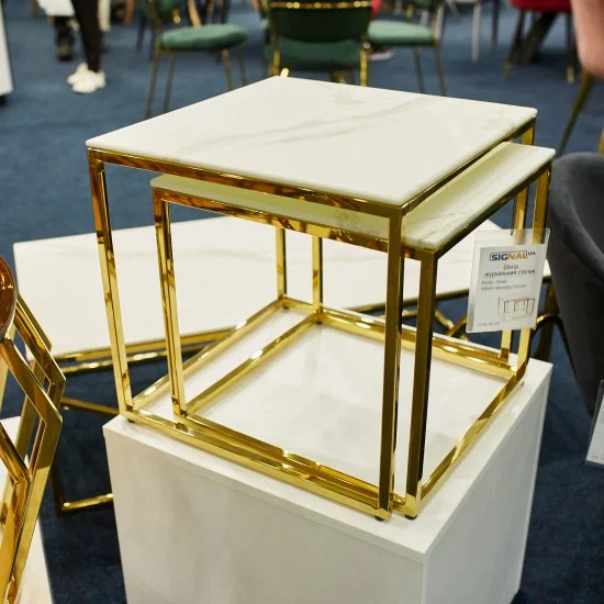 Журнальний столик GLORIA білий ефект мармуру / золото (Комплект) GLORIAMAZL 4