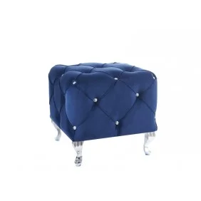 Пуф HESTIA K VELVET синий BLUVEL 86 / серебряный HESTIAKV86S