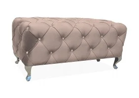 Пуф / Лавка HESTIA VELVET беж BLUVEL 28 / серебряный HESTIAV28S