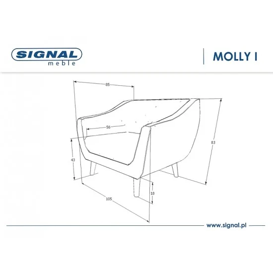 Кресло MOLLY 1 VELVET беж BLUVEL 28 / венге (T) MOLLY1V28BE 2