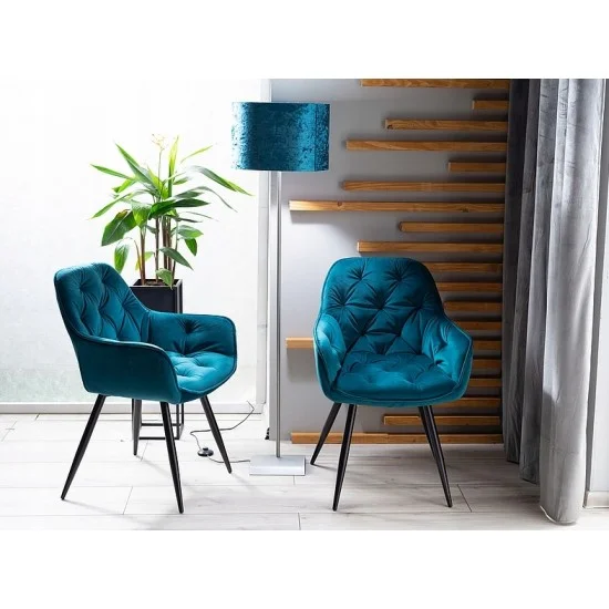 Стул CHERRY VELVET черный каркас / БИРЮЗА BLUVEL 85 CHERRYVCTU 3