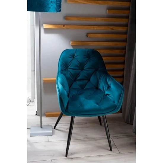 Стул CHERRY VELVET черный каркас / БИРЮЗА BLUVEL 85 CHERRYVCTU 7