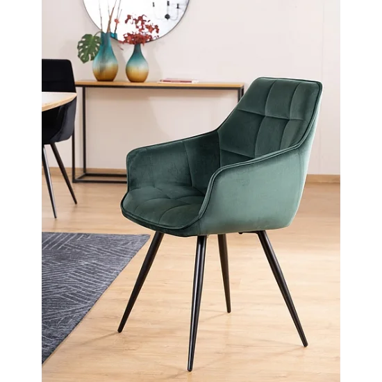 Стул LILIA VELVET черный каркас / зеленый BLUVEL78 LILIAVCZ 3