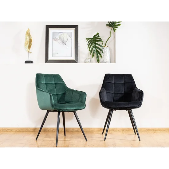 Стул LILIA VELVET черный каркас / зеленый BLUVEL78 LILIAVCZ 4
