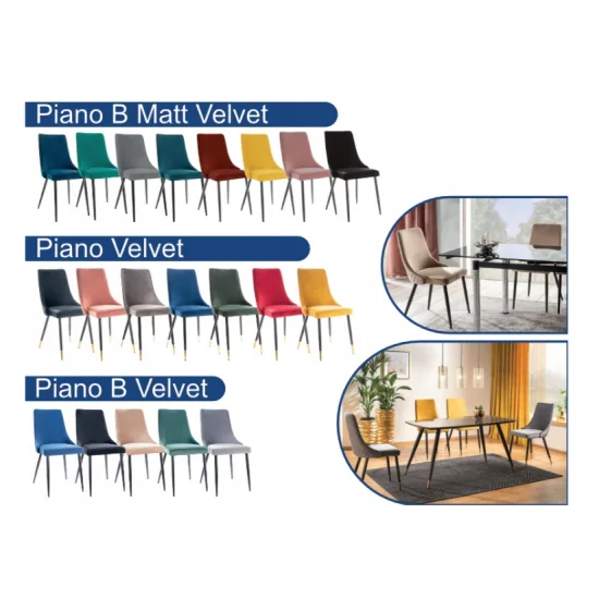Стілець PIANO B VELVET чорний каркас / сірий BLUVEL 14 PIANOBVCSZ 3