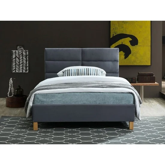 Ліжко односпальне SIERRA VELVET 120x200 колір сірий / дуб TAP.150 SIERRAV120SZD 1