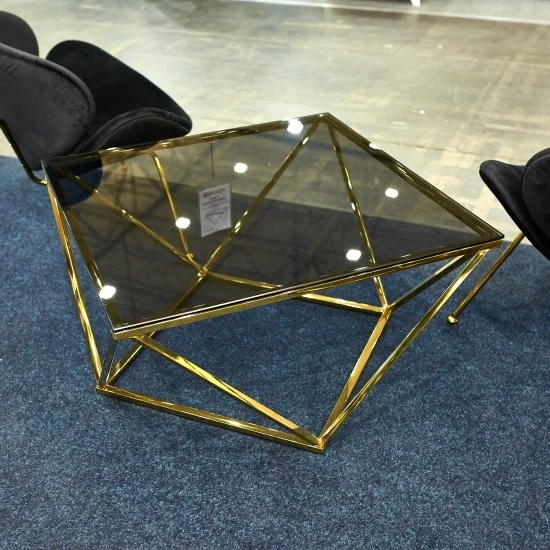 Журнальний столик SILVER A скло димчасте / золото 80X80 SILVERACZL 4