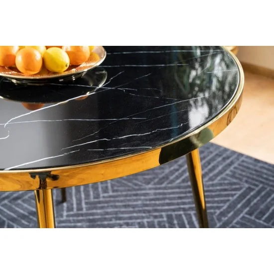 Стол CALVIN черный эффект мрамора / золото Диаметр 100 CALVINMAZL100 10