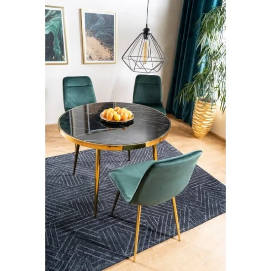 Стол CALVIN черный эффект мрамора / золото Диаметр 100 CALVINMAZL100 5