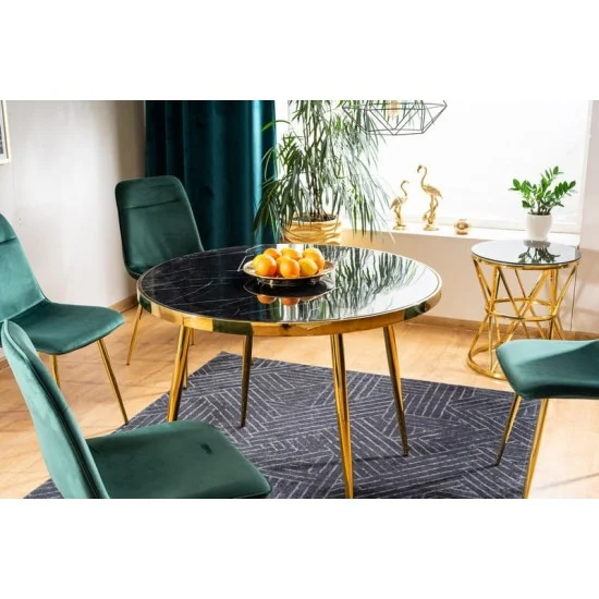 Стол CALVIN черный эффект мрамора / золото Диаметр 100 CALVINMAZL100 7