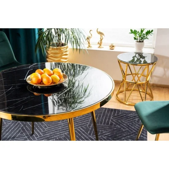 Стол CALVIN черный эффект мрамора / золото Диаметр 100 CALVINMAZL100 9