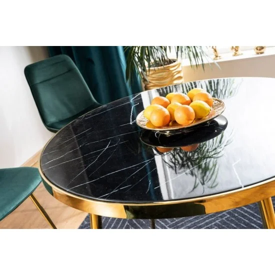 Стол CALVIN черный эффект мрамора / золото Диаметр 100 CALVINMAZL100 8