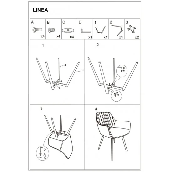 Стул LINEA VELVET черный каркас / беж BLUVEL 28 LINEAVCBE 3