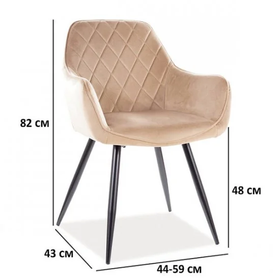 Стул LINEA VELVET черный каркас / беж BLUVEL 28 LINEAVCBE 4