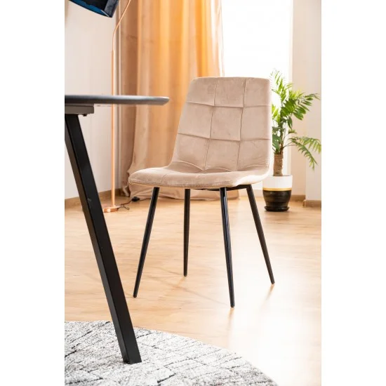 Стул MILA VELVET черный каркас / беж BLUVEL 28 MILAVCBE 12