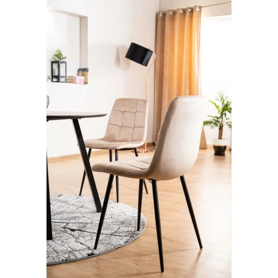 Стул MILA VELVET черный каркас / беж BLUVEL 28 MILAVCBE 11