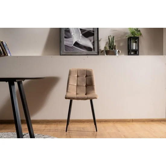 Стул MILA VELVET черный каркас / беж BLUVEL 28 MILAVCBE 4