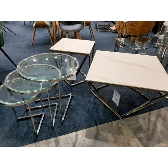 Журнальный столик TRINITY прозрачный / серебряный (Комплект) TRINITYS 2