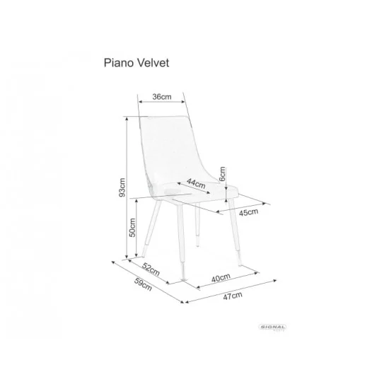 Стілець PIANO B VELVET чорний каркас / сірий BLUVEL 14 PIANOBVCSZ 2