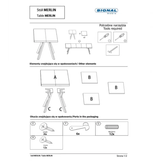 Стол обеденный MERLIN 90(240)X90 Дуб артизиан / Черный MERLINDAC90 8