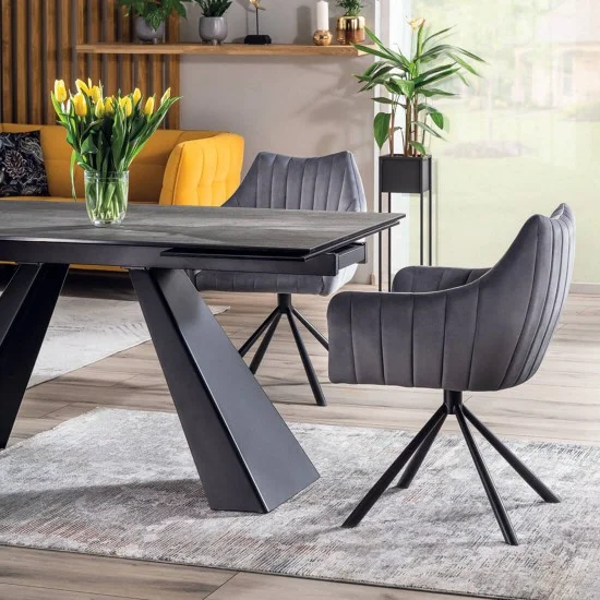 Стіл обідній SALVADORE CERAMIC II 120(180)X80 Сірий / Чорний мат SALVADORECII120 10