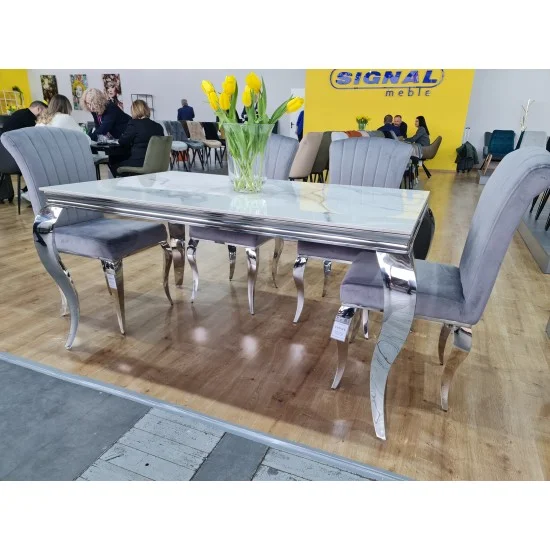 Стіл обідній PRINCE CERAMIC 180*90 білий CALACATTA/хром PRINCECBCH180 17