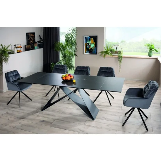 Стіл обідній розкладний WESTIN CERAMIC 160(240)*90 чорний SAHARA NOIR/чорний мат WESTINCCC160 12