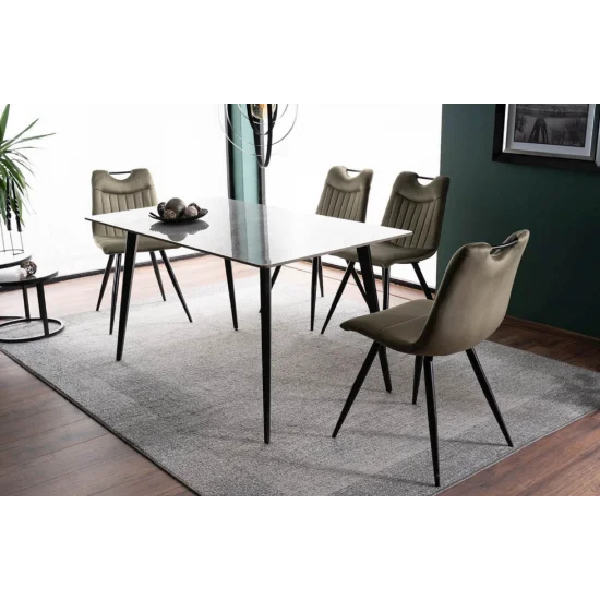 Стул кухонный ORFE VELVET черный каркас/оливковый BL.77 ORFEVCOL 4