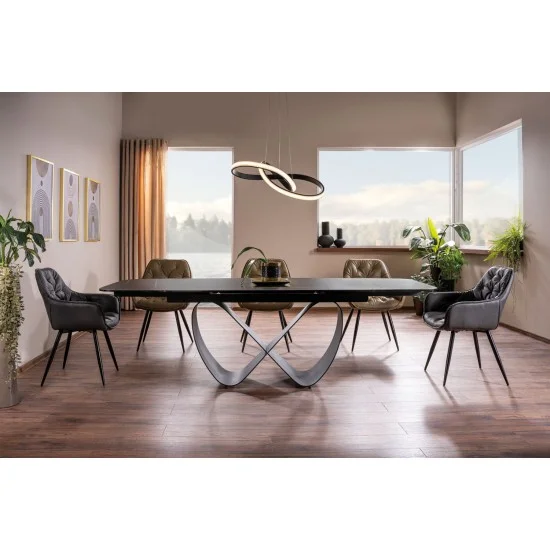 Стіл обідній розкладний INFINITY CERAMIC 160(240)*95 чорний AZARIO BLACK/чорний мат INFINITYCBC160 4