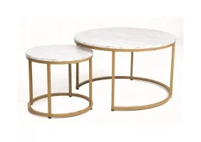 Журнальный столик DION белый эффект мрамора/золото (комплект) DIONBMAZL