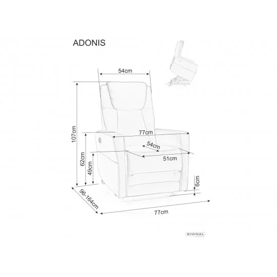 Кресло раскладное ADONIS VELVET (функция вертикализация) темный беж BL.40 ADONISVCBE 4