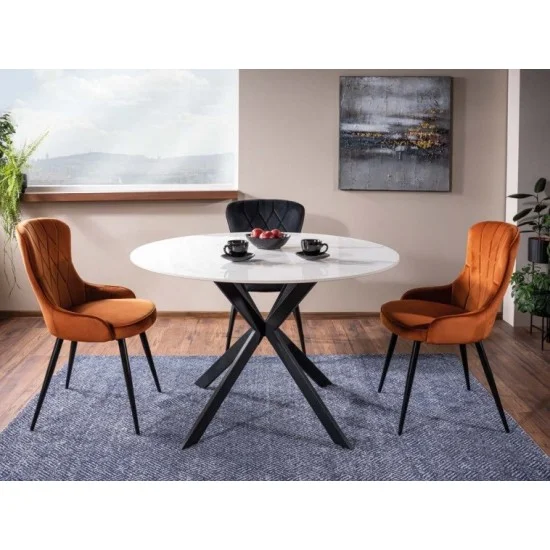 Стіл обідній TALIA білий/чорний каркас д.120 TALIABCFI120 1