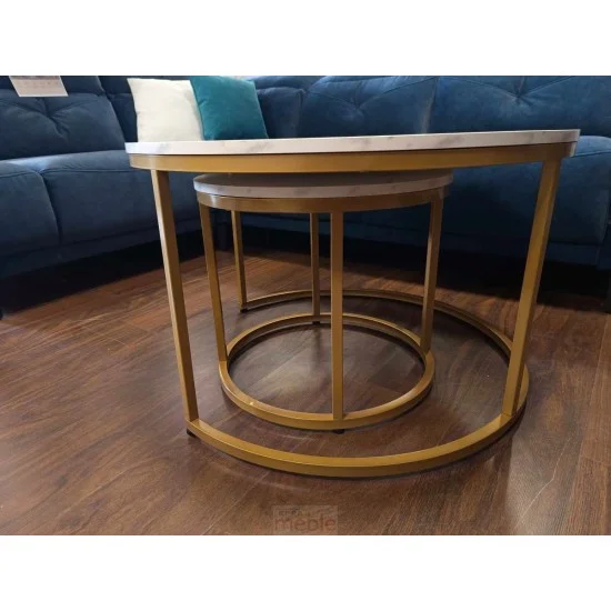 Журнальный столик DION белый эффект мрамора/золото (комплект) DIONBMAZL 4