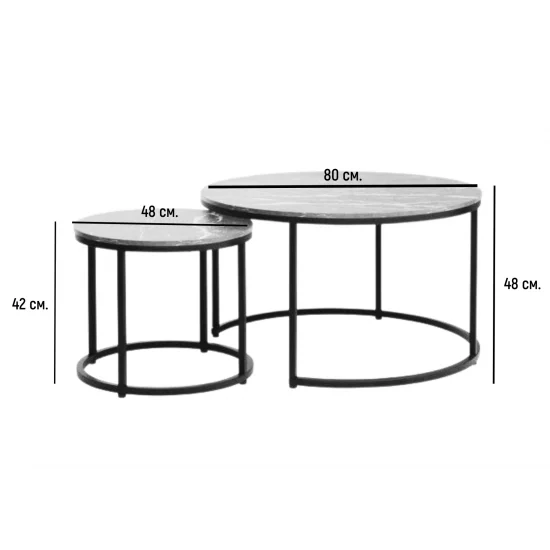 Журнальный столик DION белый эффект мрамора/золото (комплект) DIONBMAZL 2