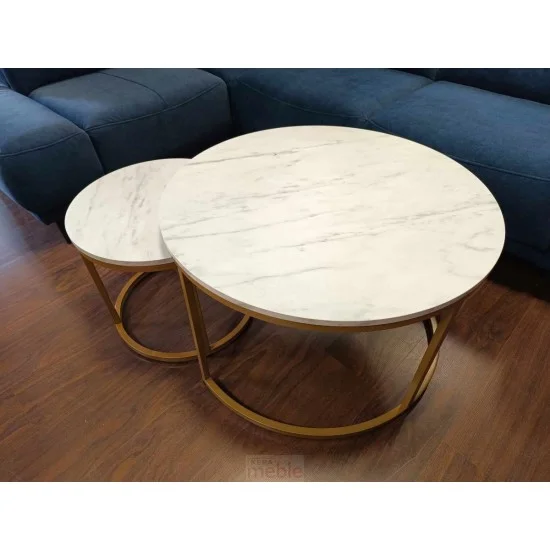 Журнальный столик DION белый эффект мрамора/золото (комплект) DIONBMAZL 5