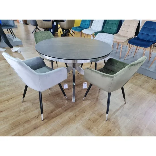 Стіл обідній розкладний PORTO CERAMIC 120(160)*120 тем.сірий ефект мармуру/сталь щіткована PORTOCCSS120 14