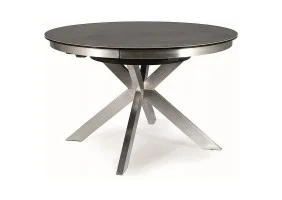 Стіл обідній розкладний PORTO CERAMIC 120(160)*120 тем.сірий ефект мармуру/сталь щіткована PORTOCCSS120